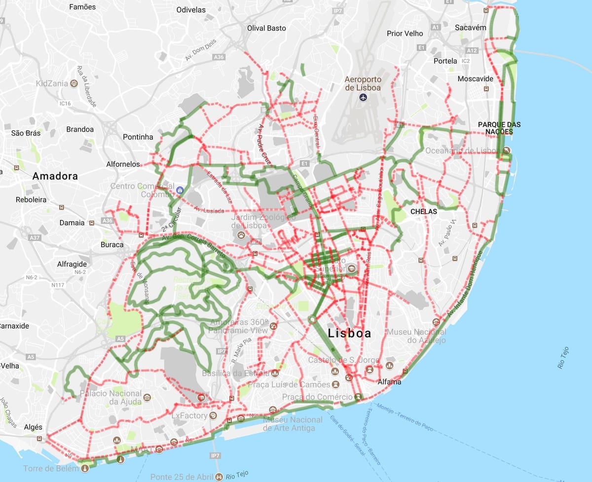 地图的里斯本自行车