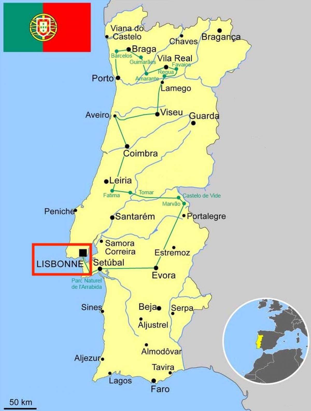 葡萄牙的里斯本的地图