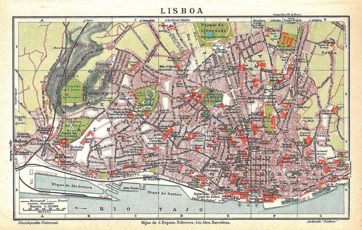 地图的里斯本古老的城市