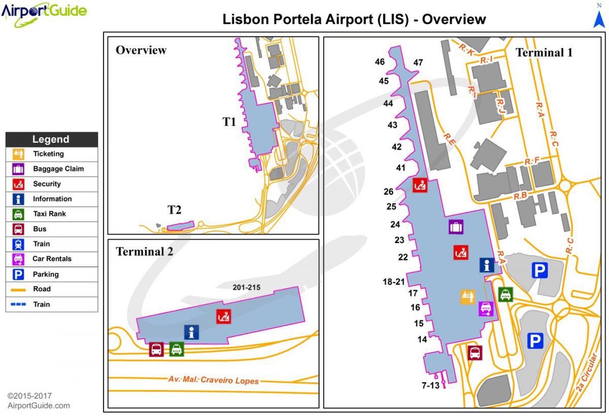 里斯本马德里的机场终端的地图
