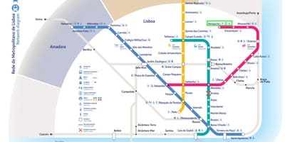里斯本机场到市地铁图