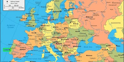 葡萄牙里斯本欧洲的地图