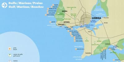 地图的里斯本的海滩